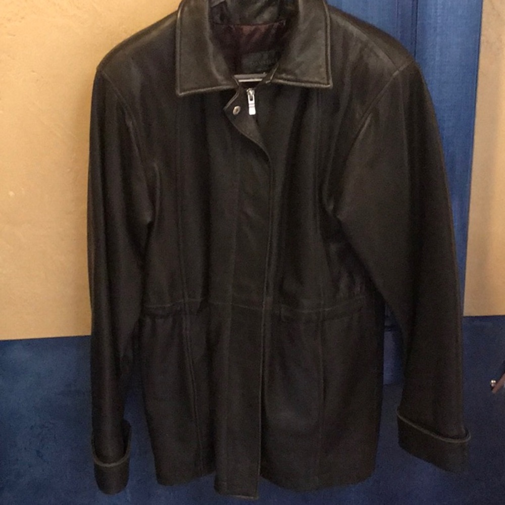 DAMSELLE Genuine Dark BrownLeather mid weight jacket.